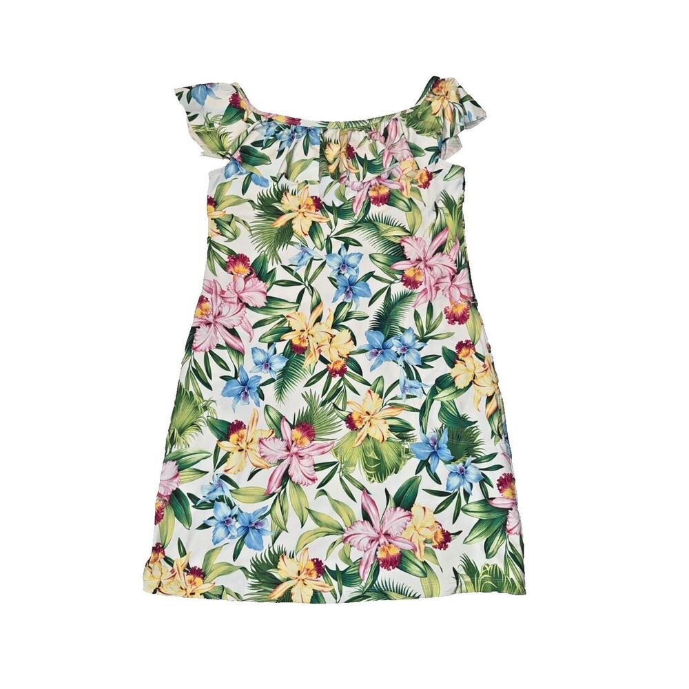 Tommy Bahama Dress Woman’s Size Small Floral Off Shoulder Sleeveless Pocket